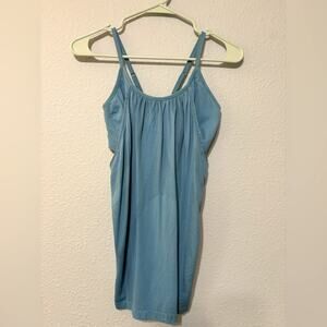 Nux Union Cami Sports Bra Yoga Pilates Tank Top Soft Blue Aqua M